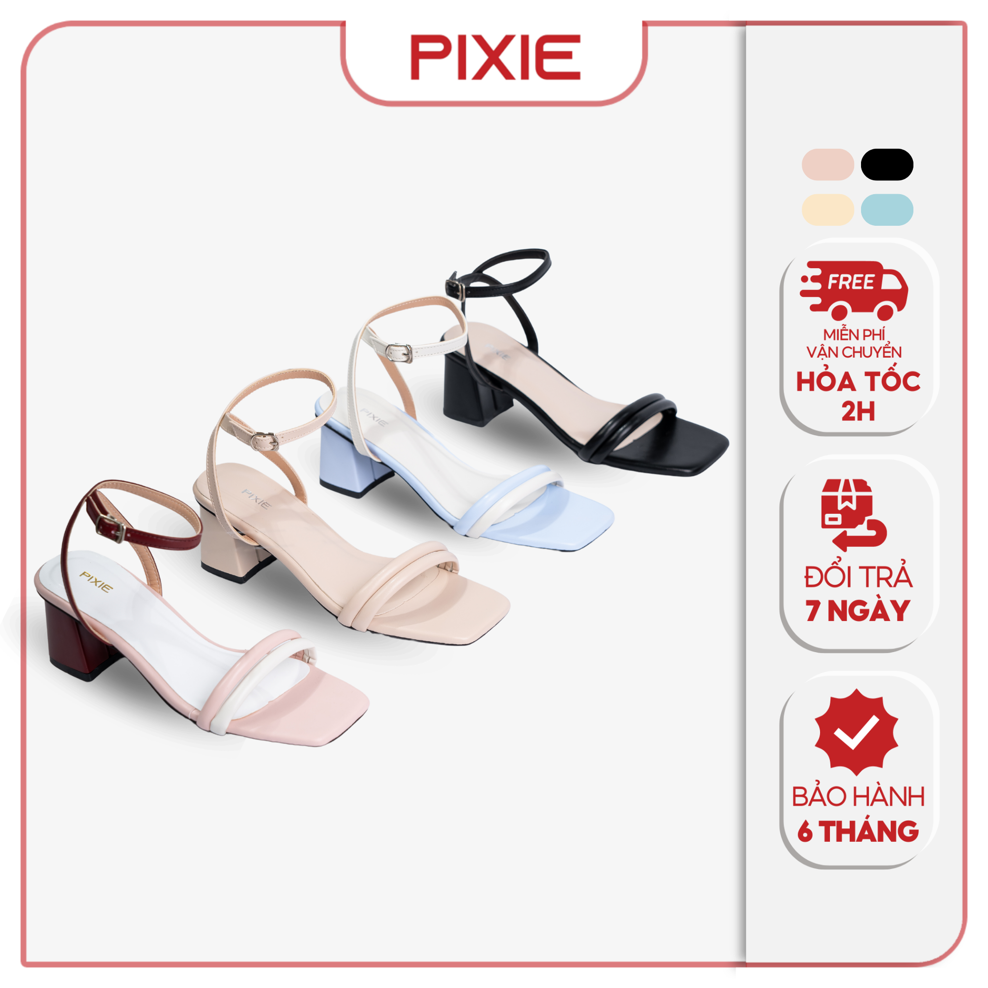 Giày Sandal Cao Gót 5cm Quai Chần Chỉ Pixie H295