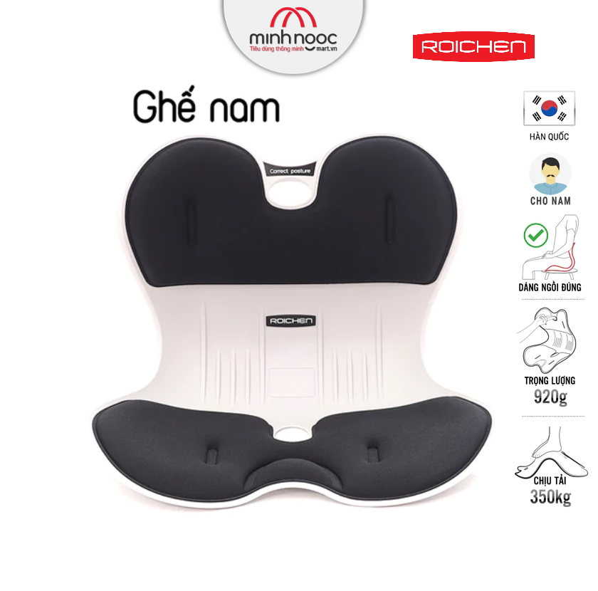 Ghế chỉnh dáng ngồi đúng Roichen - Hàn Quốc _Made in Korea.  Sản phẩm dùng cho Nam, Nữ, Trẻ em. Nhiều màu, nhiều phương án lựa chọn