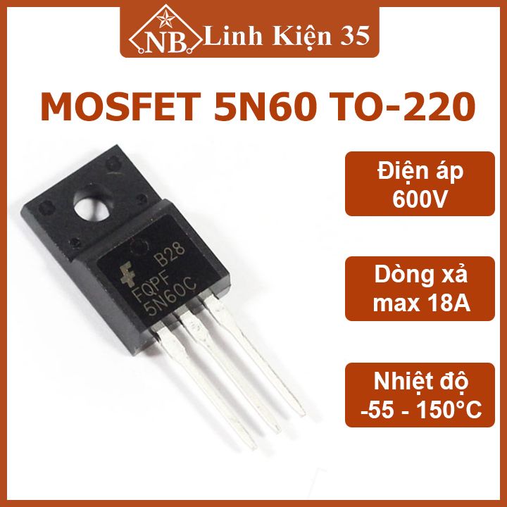 Mosfet 5n60 to-220 dòng điện 5a điện áp 600v n-ch
