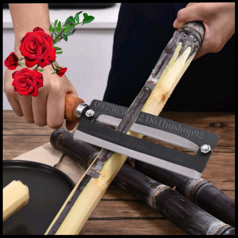Dao róc mía gọt vỏ mía lưỡi thép siêu sắc bén cán gỗ cỡ đại