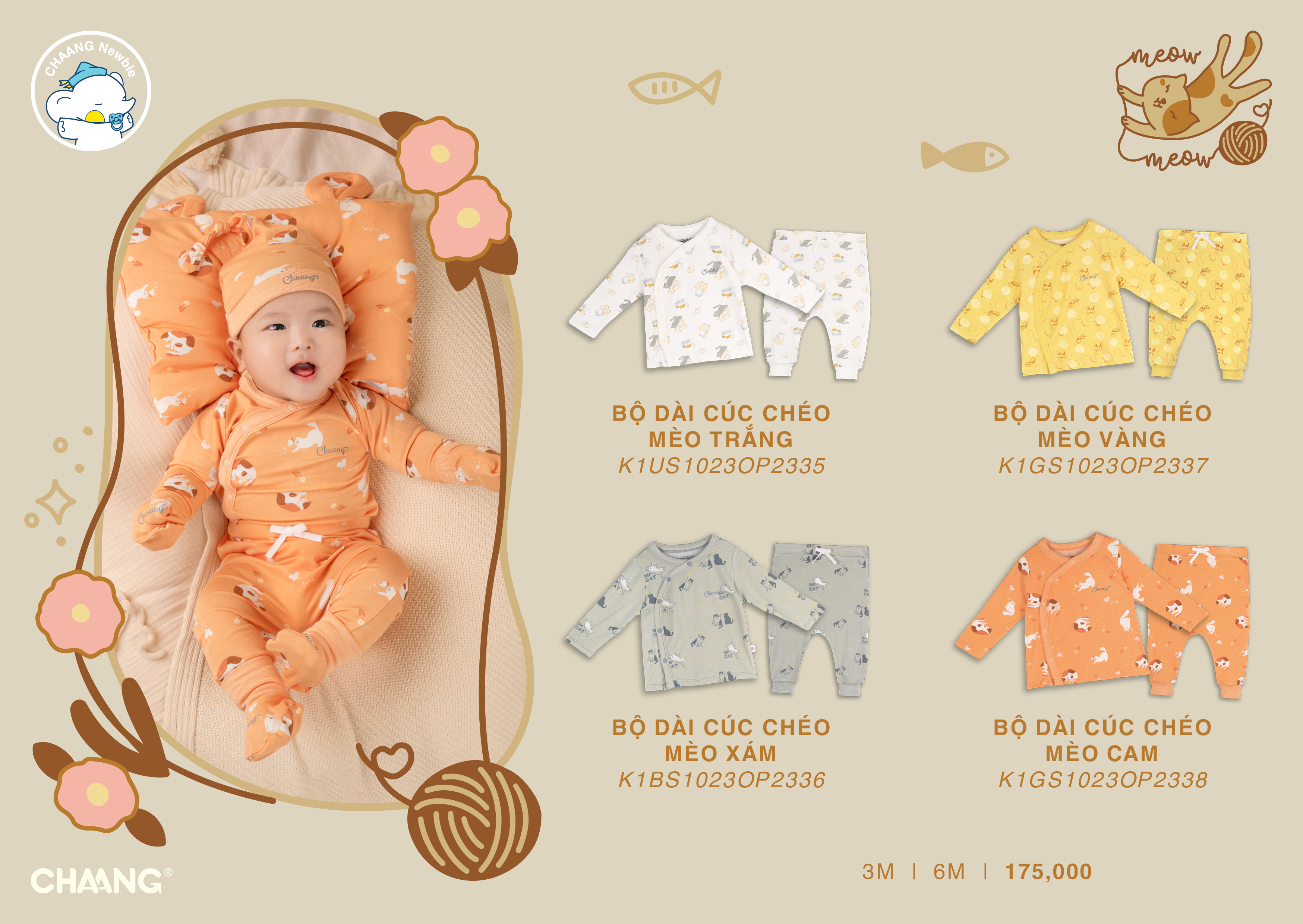 [CHAANG] Bộ dài cúc chéo Mèo Chaang