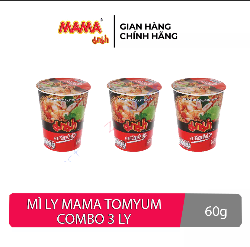 Mì ly Mama vị Tomyum (combo 3 ly) loại 60g