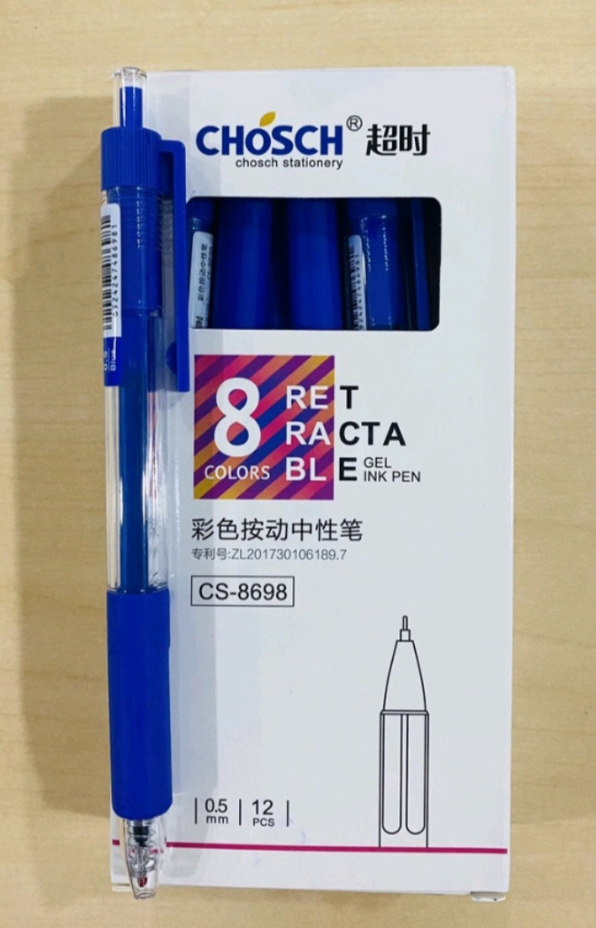 Bút gel bấm mực tím chosch chính hãng ngòi 0.5mm mã cs-8698