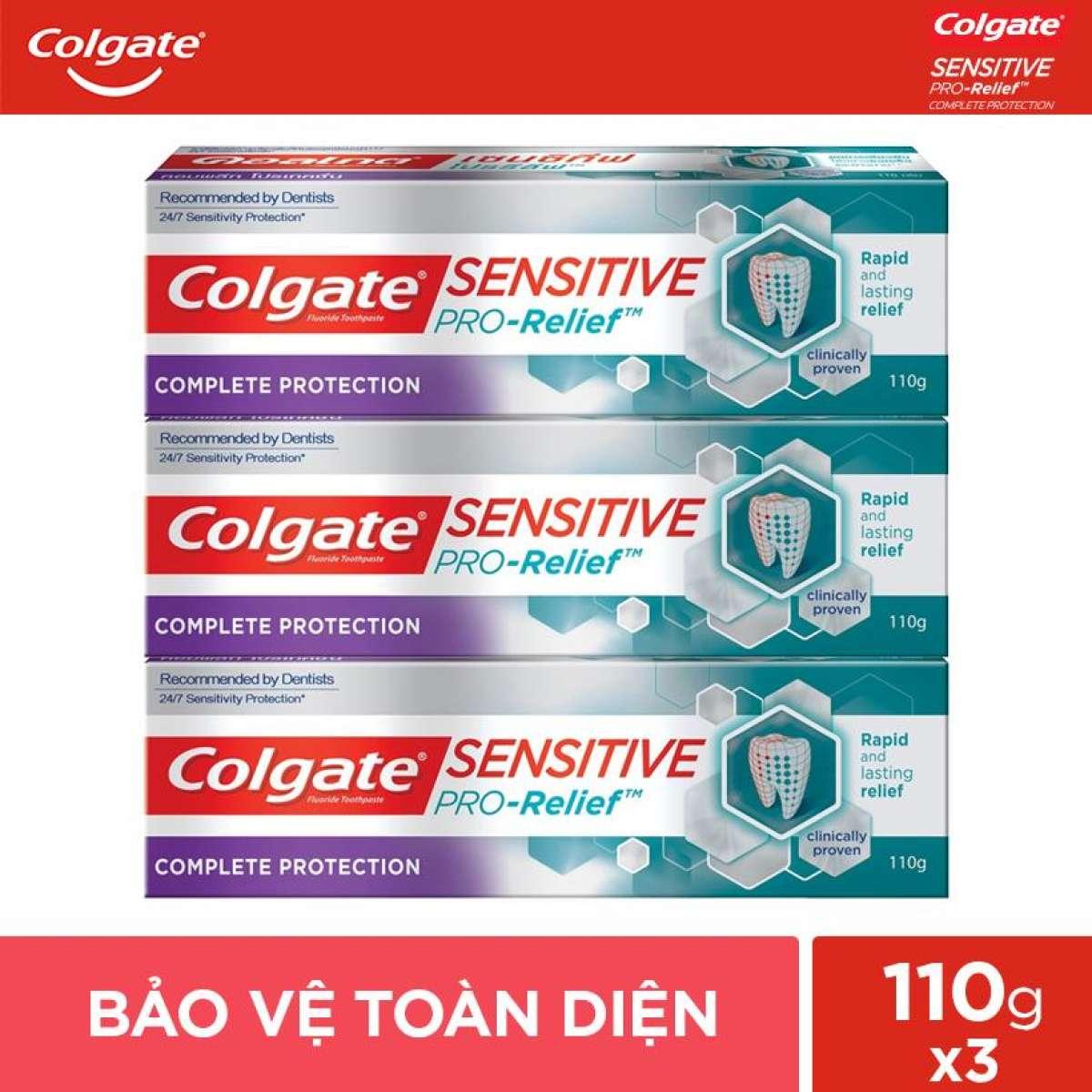Bộ 3 Kem Đánh Răng Colgate Sensitive Pro Relief Complete Protection 110g ngăn ê buốt và bảo vệ toàn diện