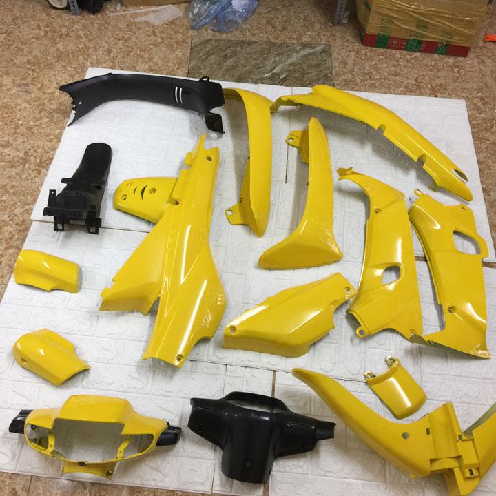 {Tặng kèm tem}   Bộ dàn áo xe WAVE alpha - Wave zx - wave 110 đời 2002-2006, nhựa nguyên sinh ABS màu Vàng