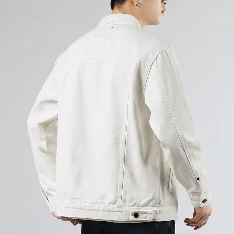 ÁO KHOÁC JEANS NAM TRẮNG THỜI TRANG CAO CẤP ÁO KHOÁC TRƠN NAM ÁO KHOÁC BÒ