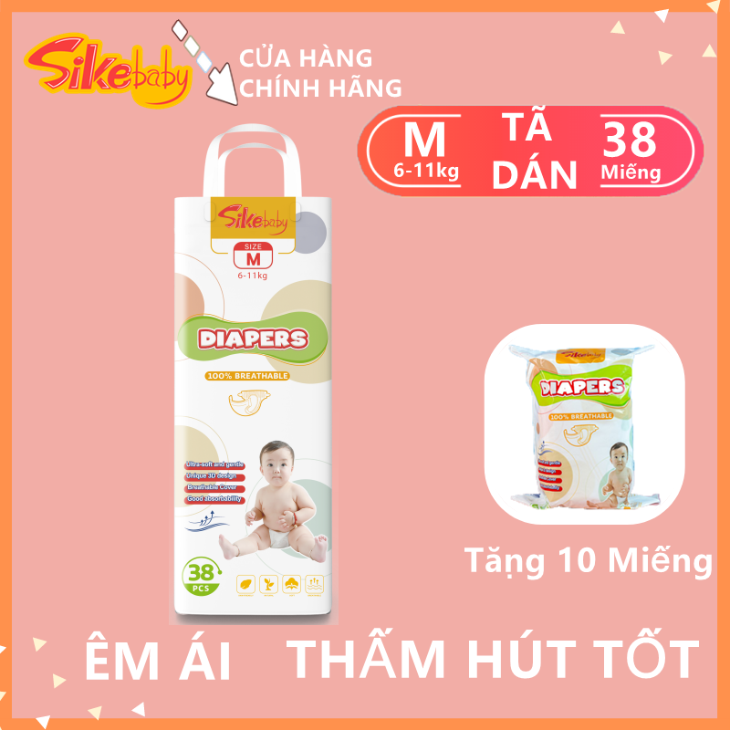 [Tặng 10 Miếng] SIKEBABY Tã/ Bỉm dán siêu mỏng thoáng khí M38