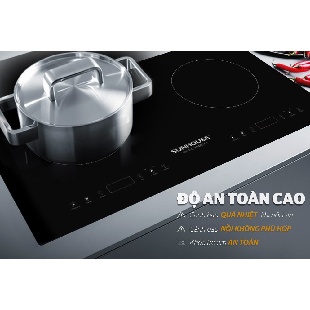 [Trả góp 0%]Bếp Đôi Điện Từ Sunhouse SHB9101