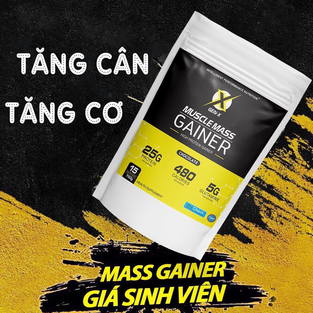 Sữa Tăng Cân Muscle Mass Gainer Gen- X ( túi 750g ) [100% CHÍNH HÃNG]