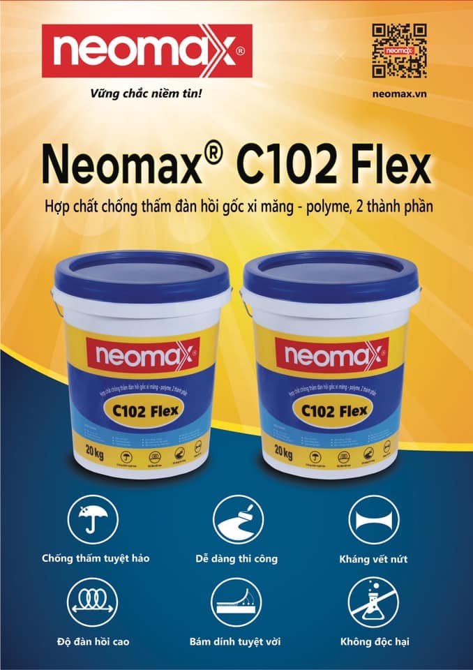 Neomax C102 Flex - Thùng 20Kg - Chống Thấm Gốc Polymer 2 Thành Phần