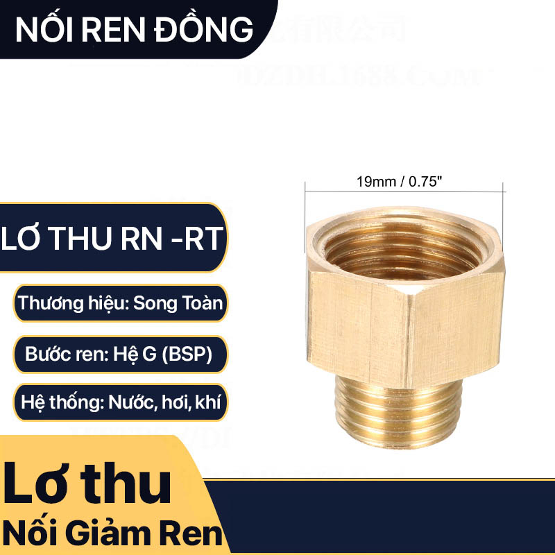 Lơ Thu Ren Trong Ren Ngoài, Nối Giảm Ren Trong Ren Ngoài Đồng Thau
