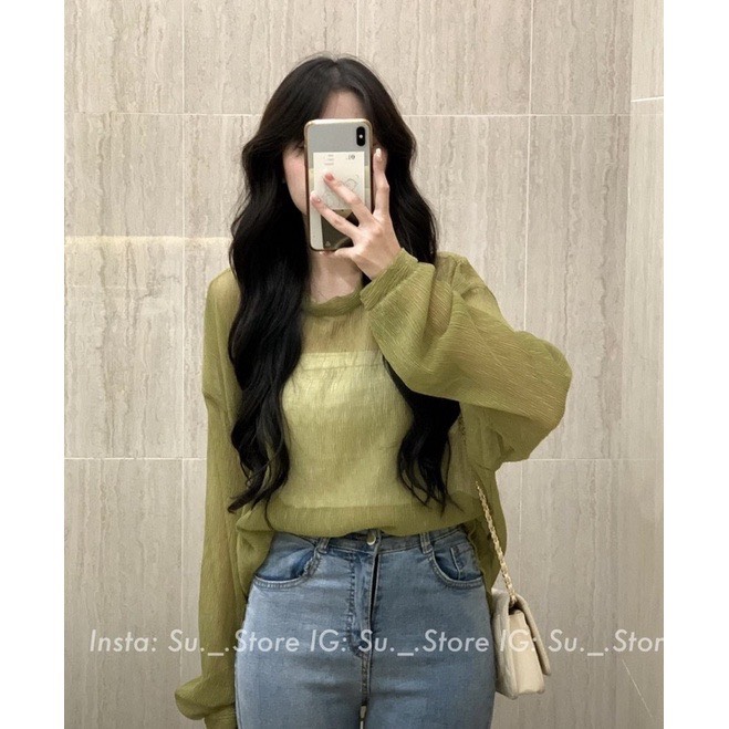 [Sẵn/Video] Set Áo Voan Tơ Mỏng Kèm Quây Điệu Đà