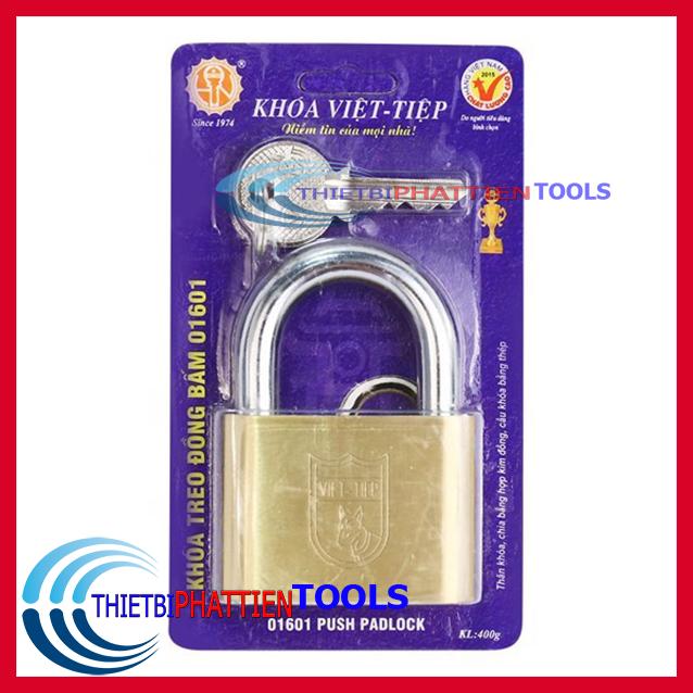 Ổ khóa cửa việt tiệp 6 phân treo đồng bấm 01601 chính hãng