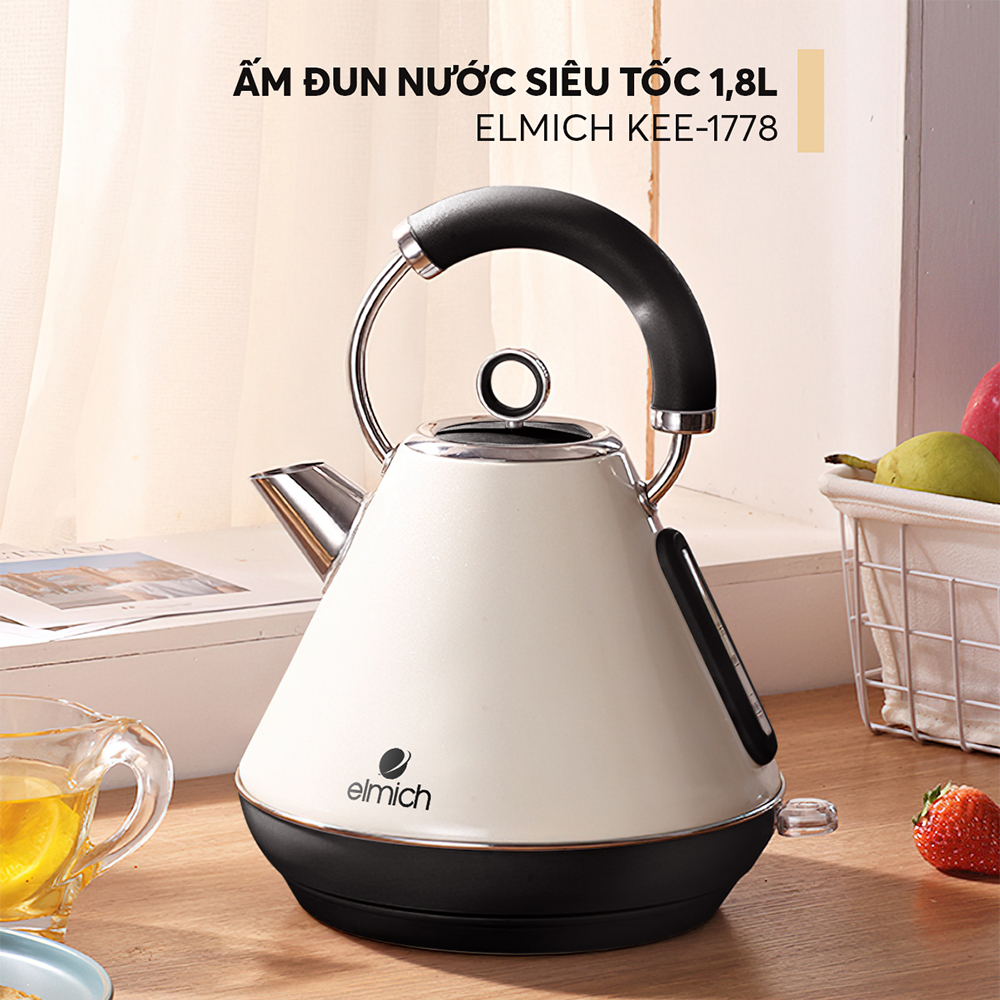 Ấm đun nước siêu tốc Elmich KEE1778 (Dung tích 1.8L, Mầu vàng kem, Bảo hành 36 tháng)