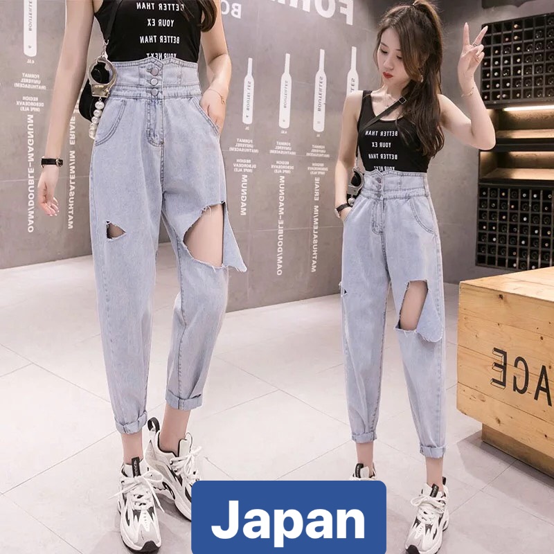 QUẦN BAGGY JEAN NỮ CHẤT BÒ XANH 3 CÚC CAO NHẬT BẢN VIP LƯNG CAO NÂNG MÔNG JP-036 JAPAN FASHION