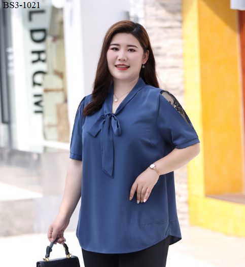 Áo kiểu lụa phối tay ren bigsize -BS3-1021