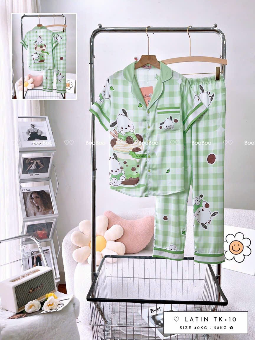 (Tay Ngắn Quần Dài) - Pijama Mặc Nhà BooBoo Lụa Latin 40-58kg