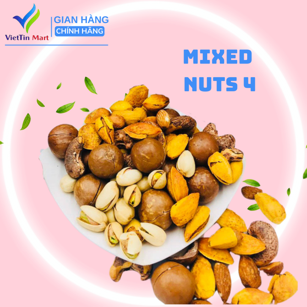 Combo Mix 4 Loại Hạt ( Hạt Dẻ Cười, Hạt Điều, Hạt Macca, Hạnh Nhân Rang Bơ) Viettin Mart 250g/ 150g