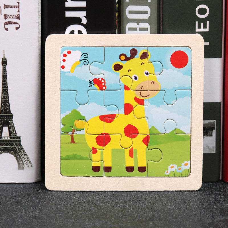 11x11 mini size 9 Piece Wooden Puzzle activity educational easel for 2 years old kids-Hause