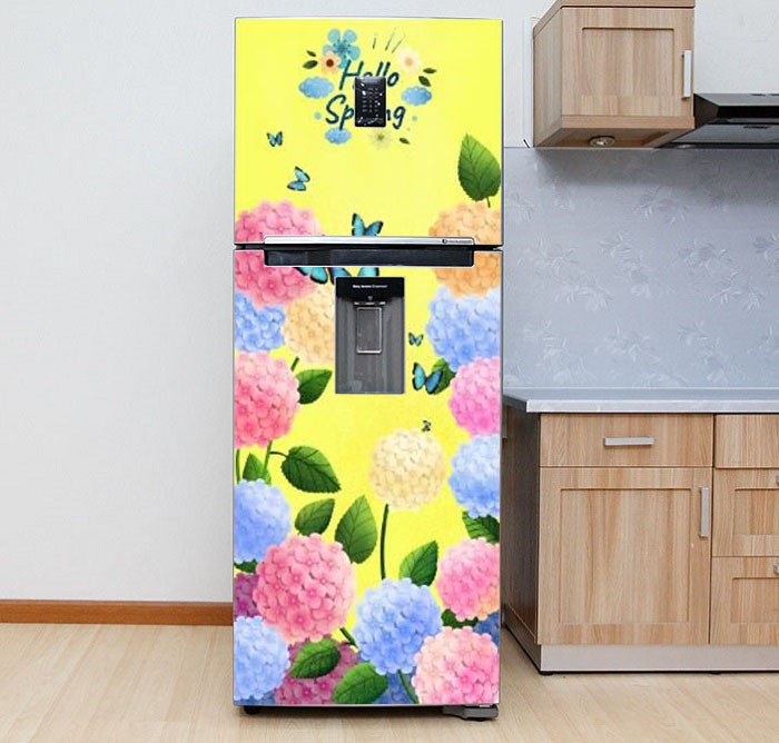 [HCM]Decal trang trí tủ lạnh mẫu Hoa Cẩm Tú Cầu