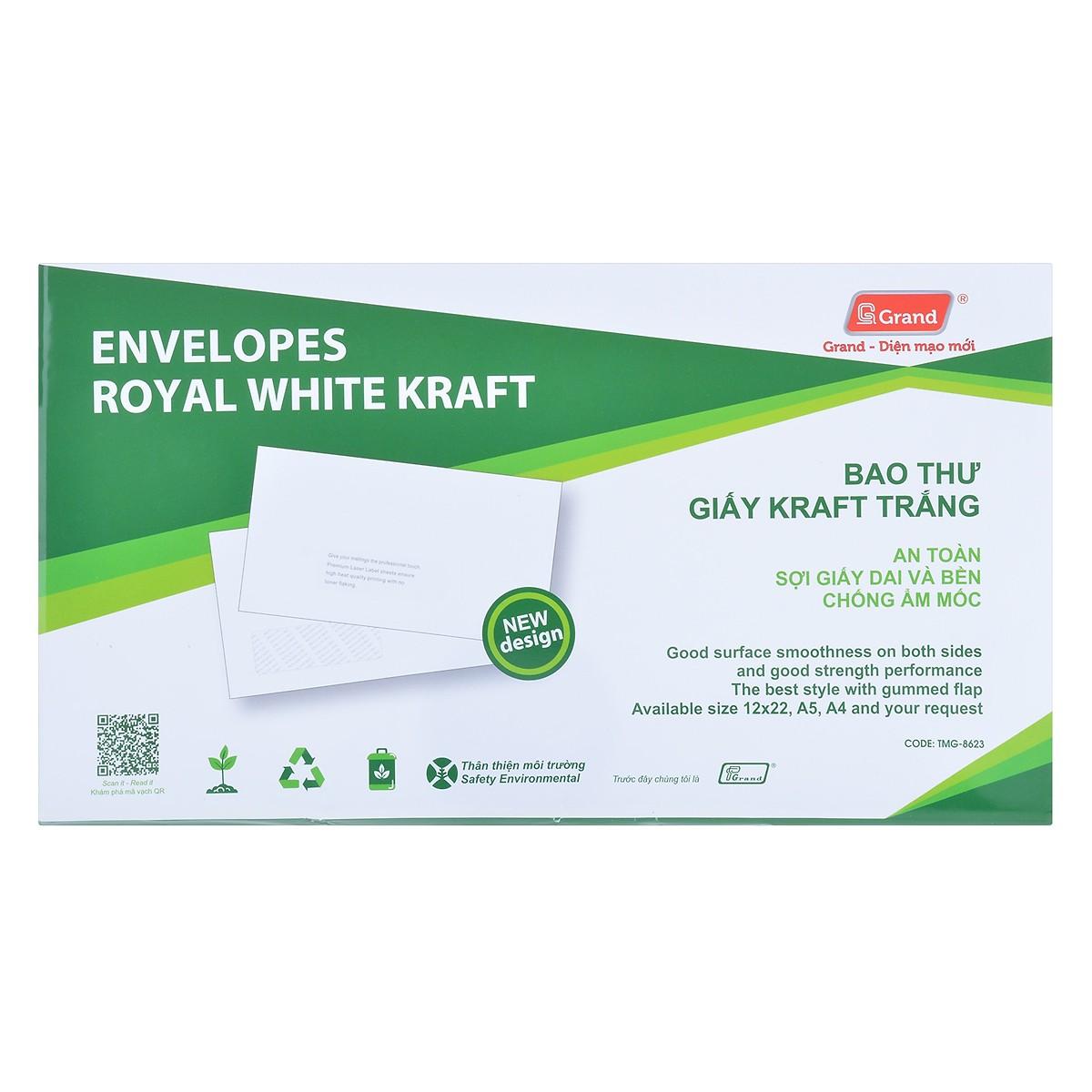 Xấp 20 cái bao thư kraft grand 12x22 cm
