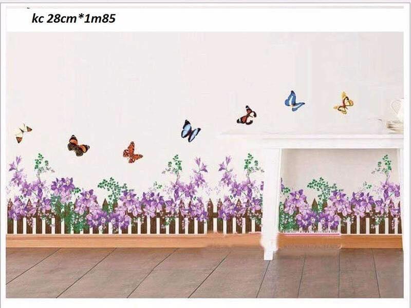 Decal dán chân tường  hàng rào tím