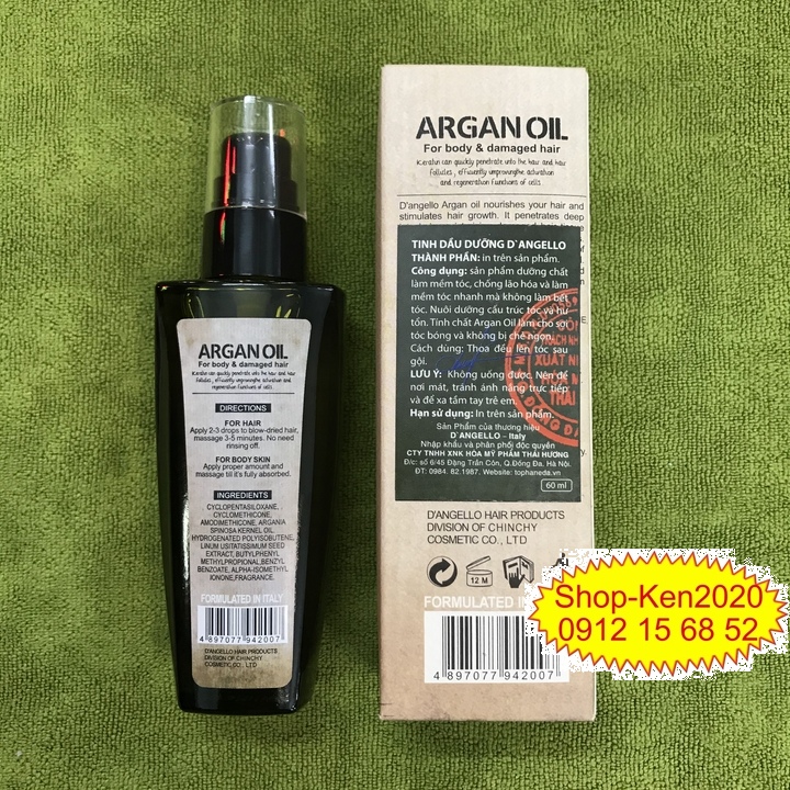 Tinh dầu dưỡng tóc Dangello Argan Oil 60ml