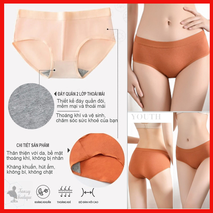 Quần lót nữ cotton kháng khuẩn dáng basic trơn