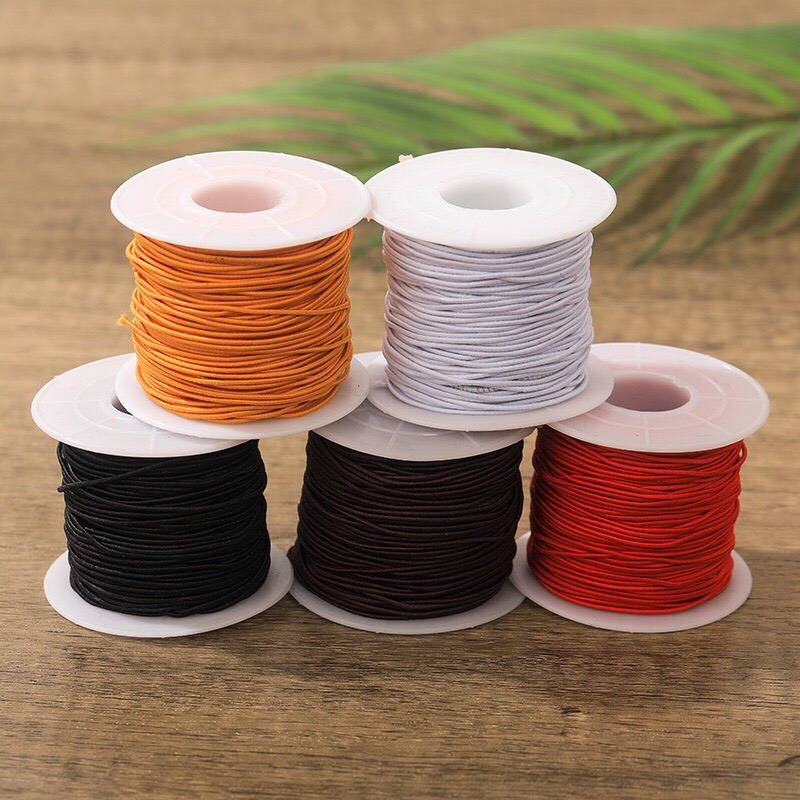 Cuộn 50 Mét Dây Dù Co Giãn, lõi chun xâu chuỗi vòng gỗ, vòng đá - 5 màu, 3 kích cỡ