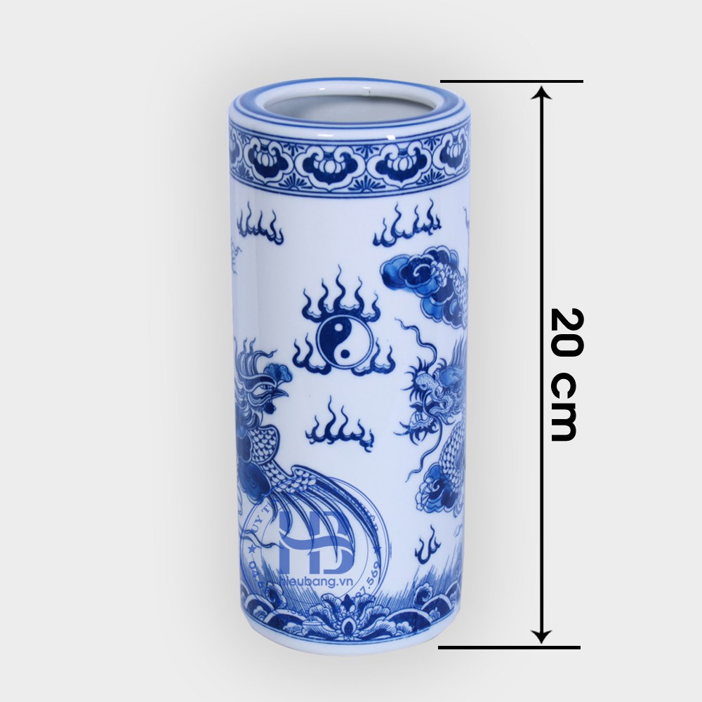 Ống cắm hương thờ cúng men lam