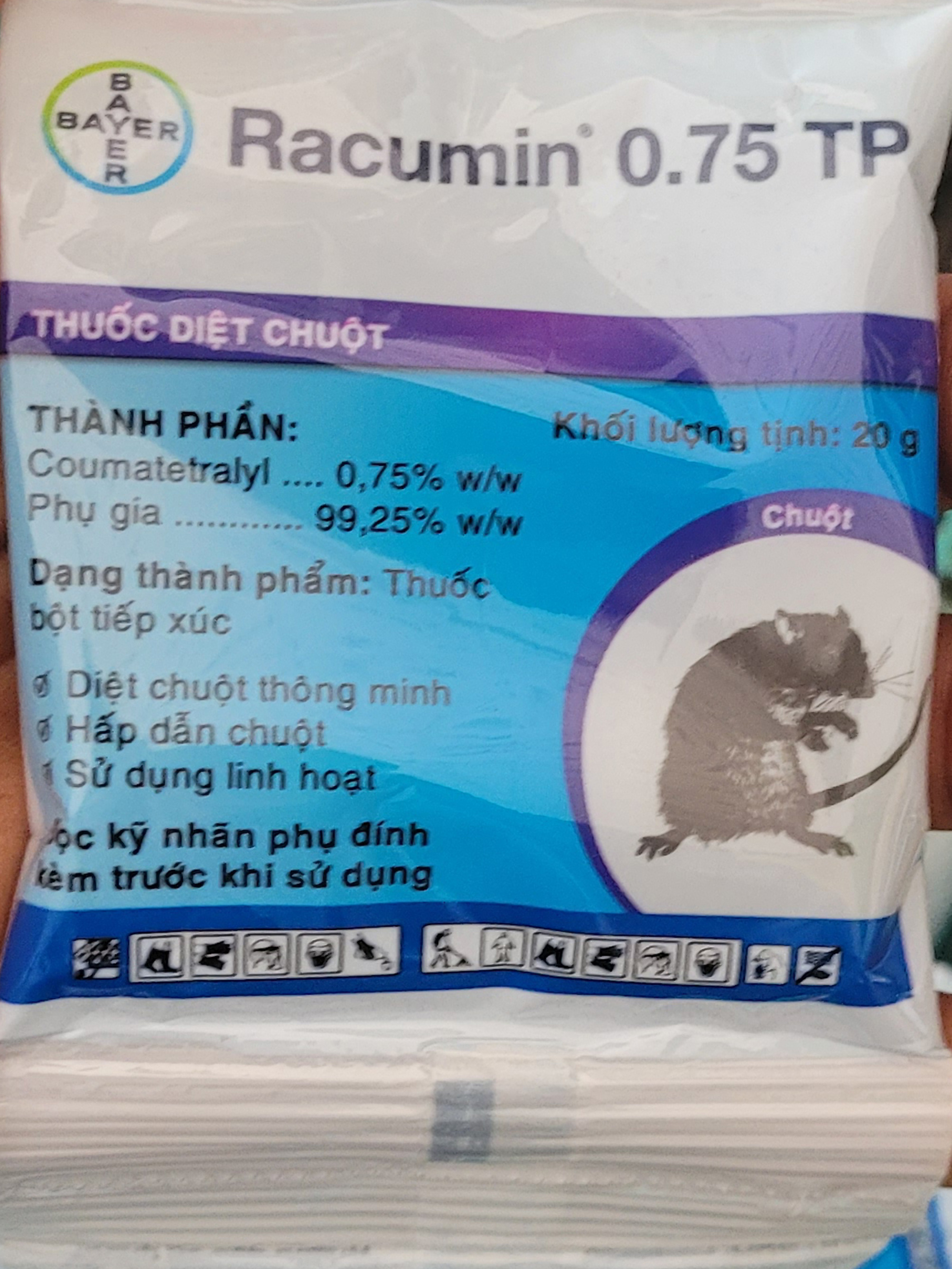 RACUMIN TP 0,75 (thuốc diệt chuột của ĐỨC) gói 20gr