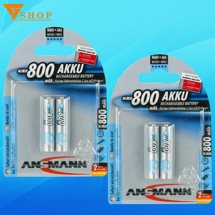 Combo 2 vỉ pin sạc aaa Ansmann 800mAh (1 vỉ 2 viên)