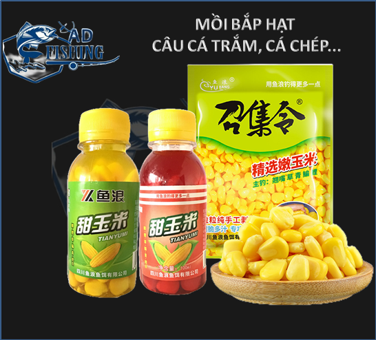 Mồi Bắp Hạt Câu Cá Trắm, Cá Chép, Cá Rô phi, Cá Trôi