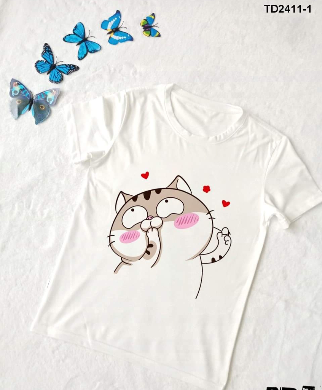 [HCM]Áo thun nam nữ form rộng Hàn quốc in hình mèo Ami Bụng Bự Tình Yêu nở Hoa độc đẹp vải dày mịn mát