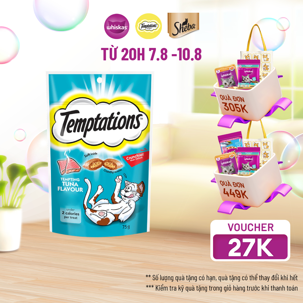 Bánh thưởng cho mèo Temptations vị cá ngừ