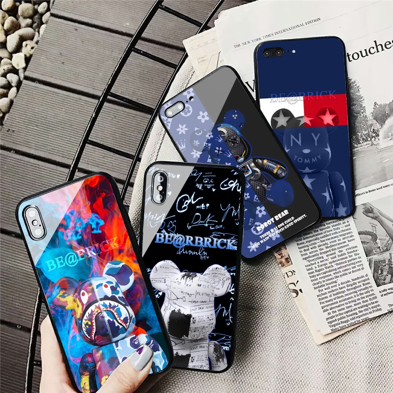 Ốp lưng iphone Bear Brick Kính tráng gương Xsmax/X/8plus/8/7Plus/7/6/6splus