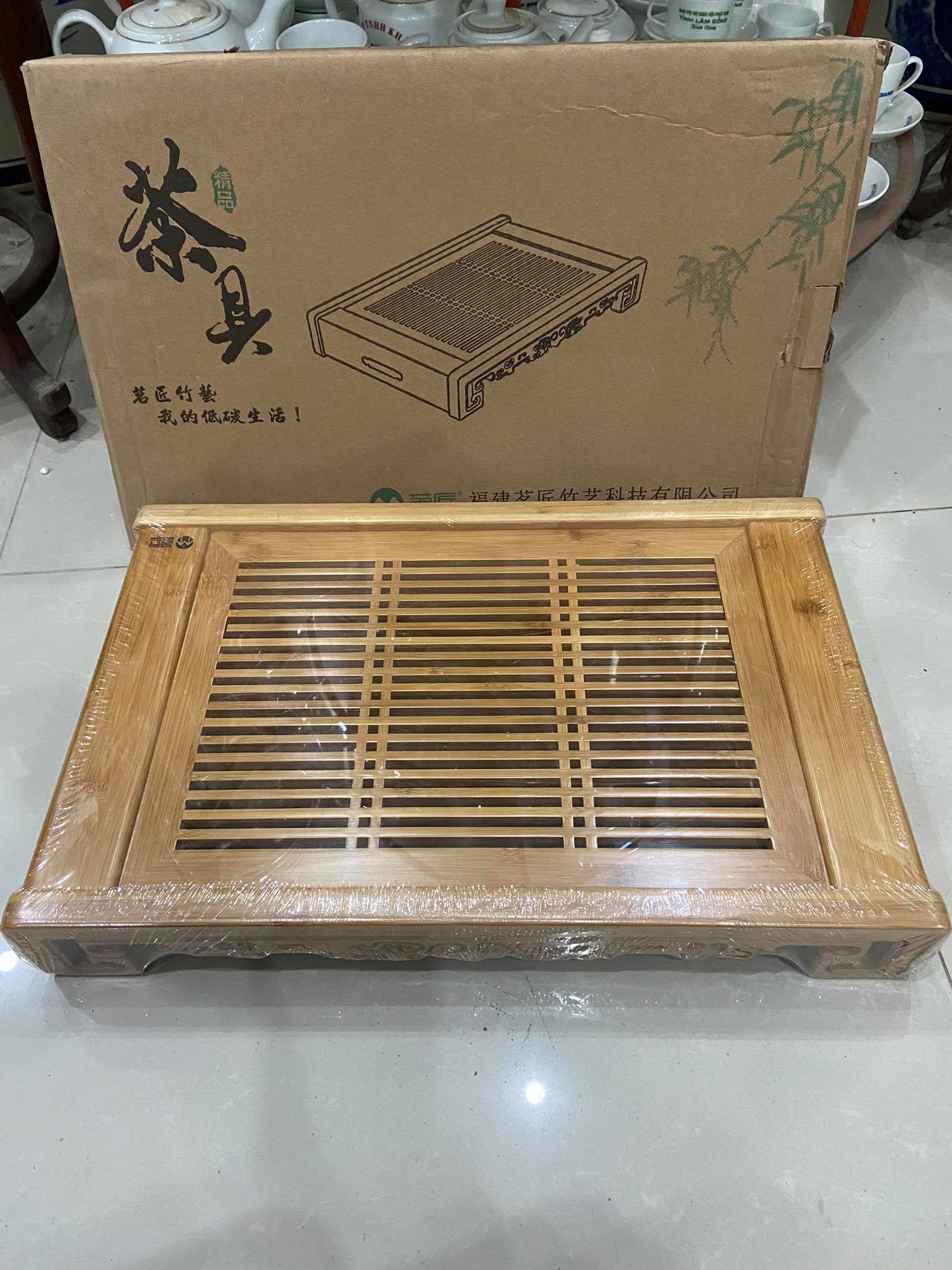 Khay gỗ tre đựng ấm chén cao cấp