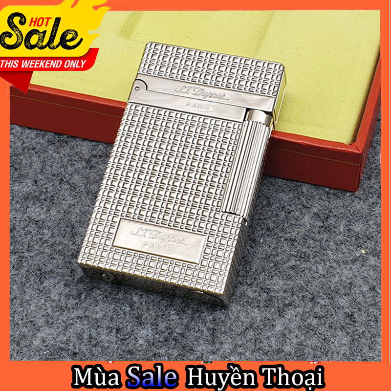 Bật lửa Hộp Quẹt Dùng Gas Đá Dupont Ô Vuông Nhỏ Màu Trắng Bạc D29T - Thiết Kế Tỉ Mỉ Bắt Mắt (KHÔNG CHỨA XĂNG GAS)