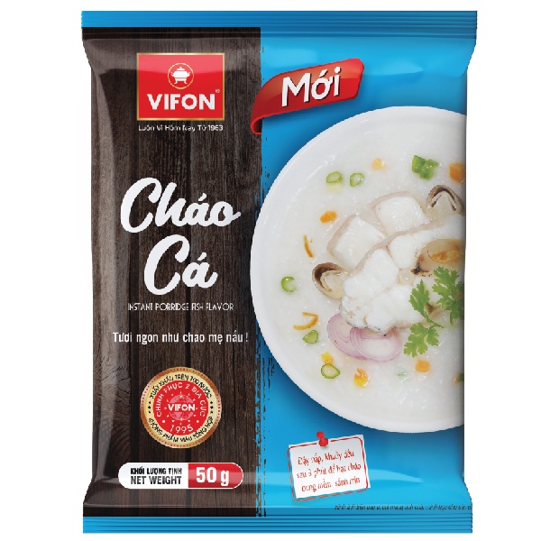 (tặng kèm 1 gói) Thùng 50 Cháo Thịt Bằm/Gà/Cá VIFON (50gr / Gói)