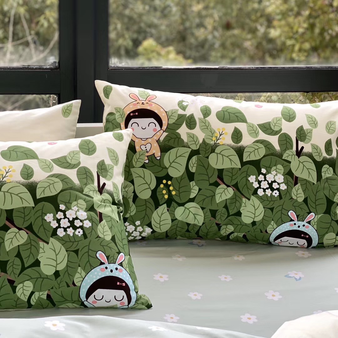 Chăn ga gối cotton poly - Mẫu ong xanh