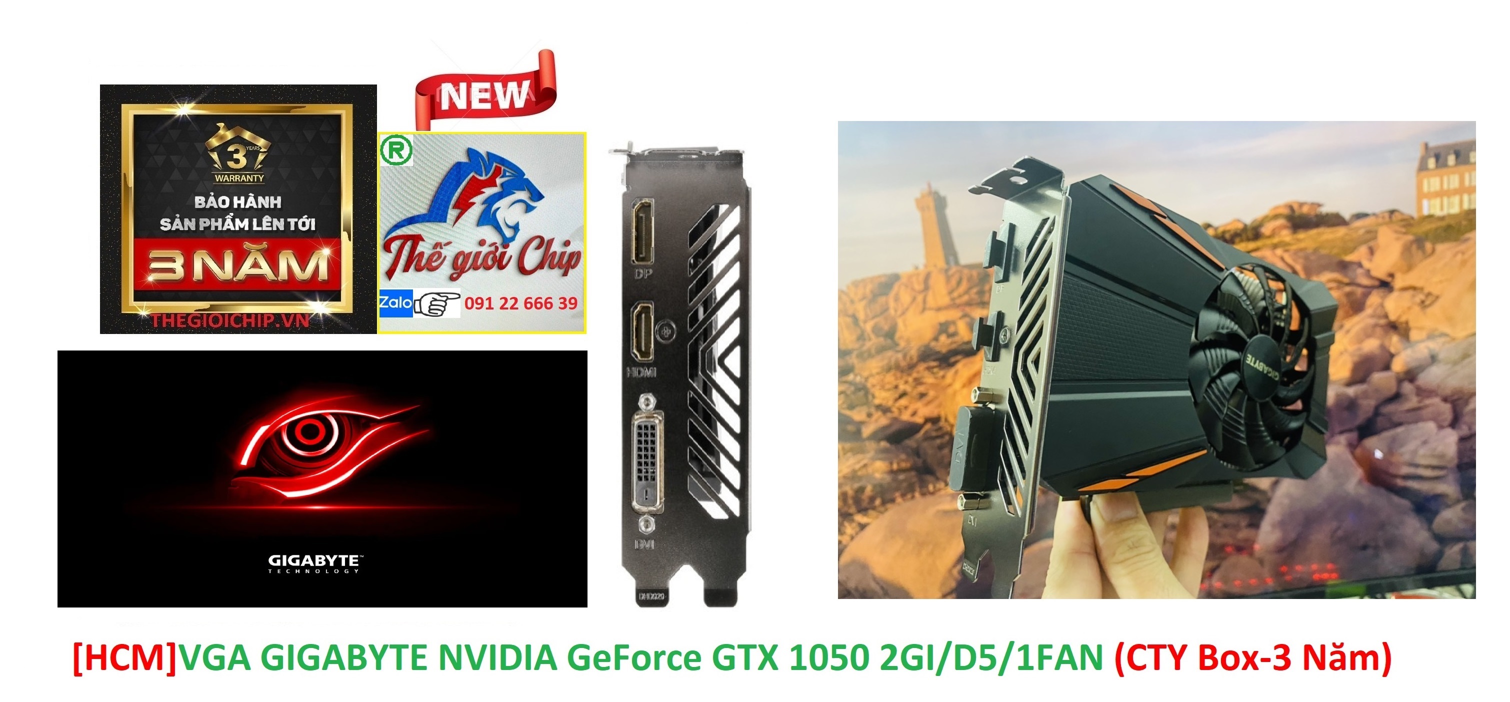 [HCM]VGA (Cạc màn hình) GIGABYTE NVIDIA GeForce GTX 1050 2GI/D5/1FAN (CTY Box-3 Năm)
