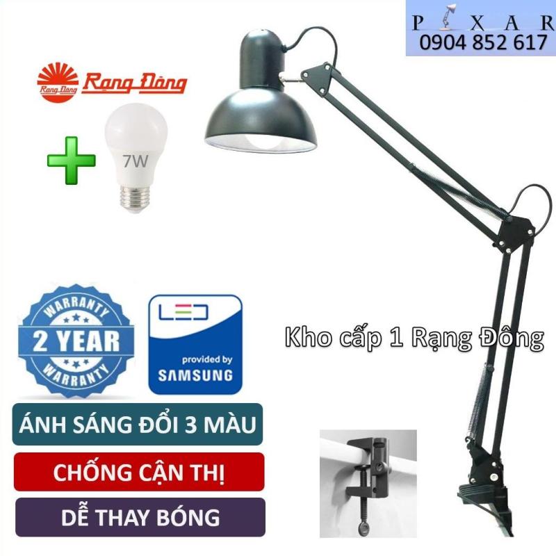Đèn học chống cận kẹp bàn Pixar, 7W, Bóng LED Đổi 3 Màu Rạng Đông, ChipLED SAMSUNG, kèm kẹp bàn, Mã: PX 01-1