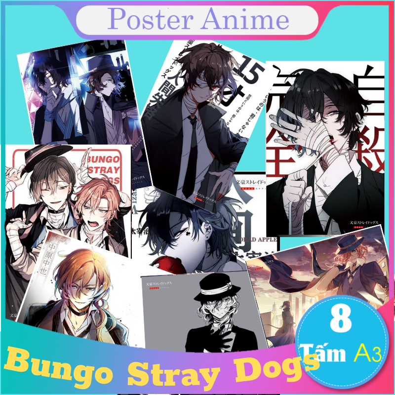 [HOT] Set 8 tấm tranh poster A3 Bungo Stray Dogs anime siêu chất