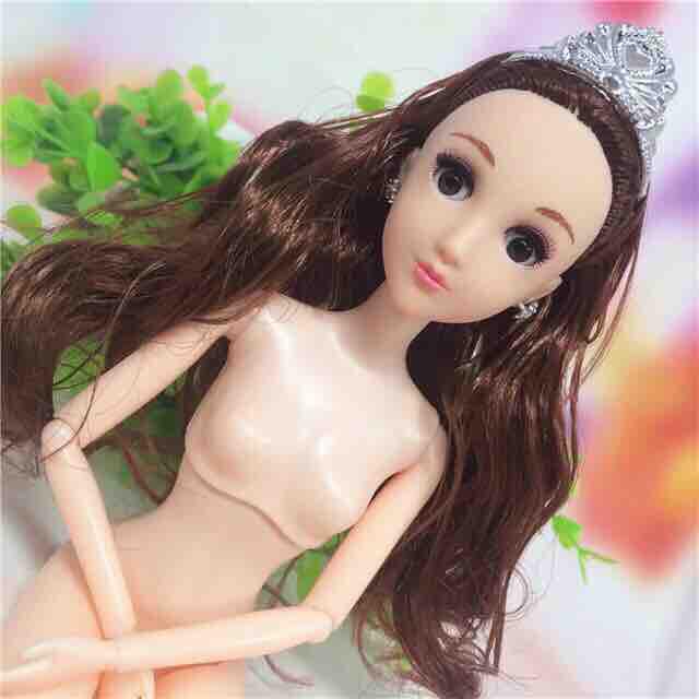 Đầu búp bê mắt chớp tóc nâu