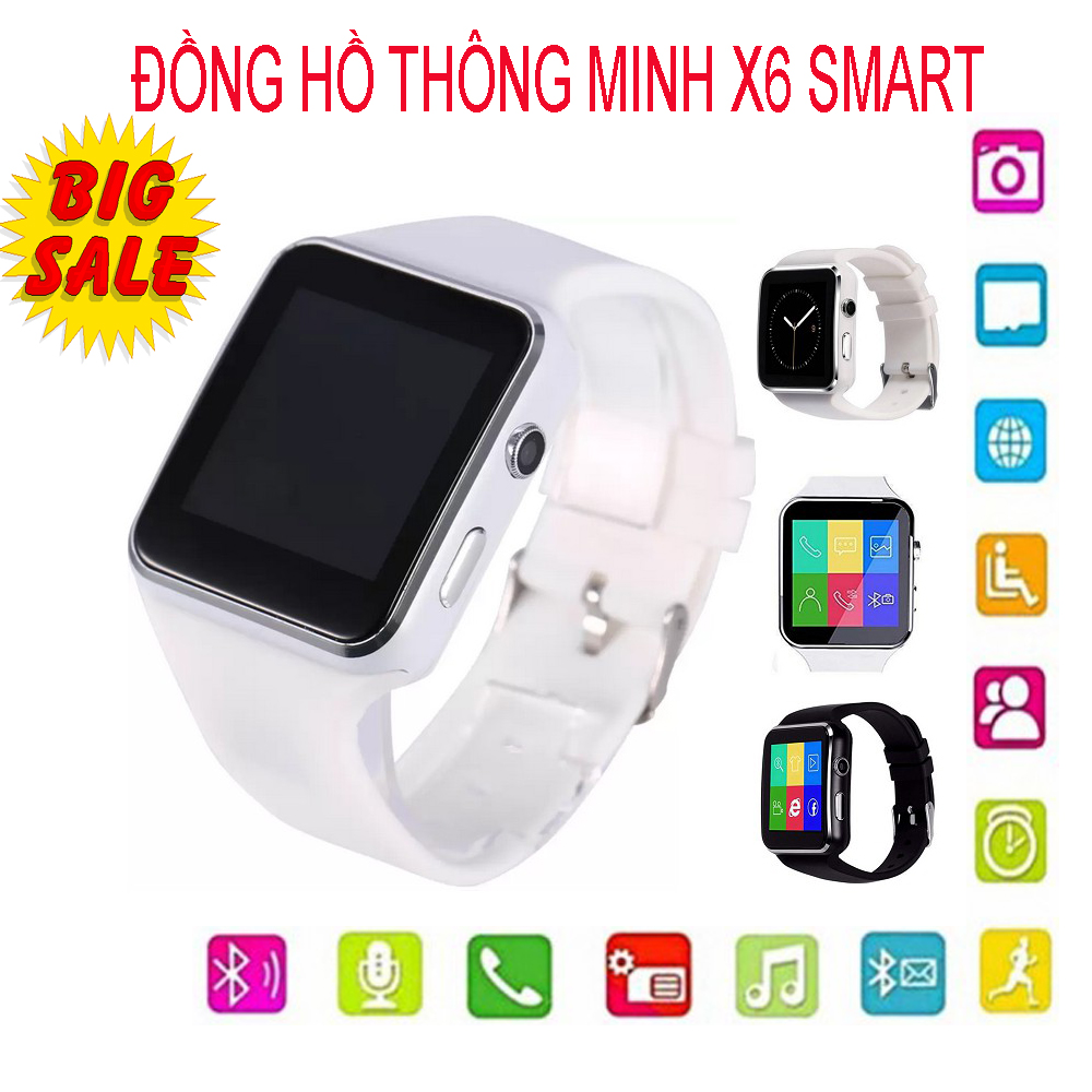 Đồng hồ thông minh Smart Watch X6 Màn Hình Cong Cao cấp, Đồng hồ thông minh Smart Watch X6, Nghe gọi 2 chiều, Tiếng Việt, Đo Nhịp Tim, Theo dõi sưc khỏe, Kết nối bluetooth