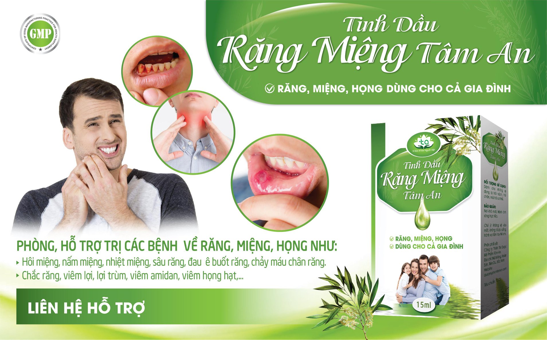[SP CHÍNH HÃNG] Tinh dầu răng miệng Tâm An, trắng răng thơm miệng