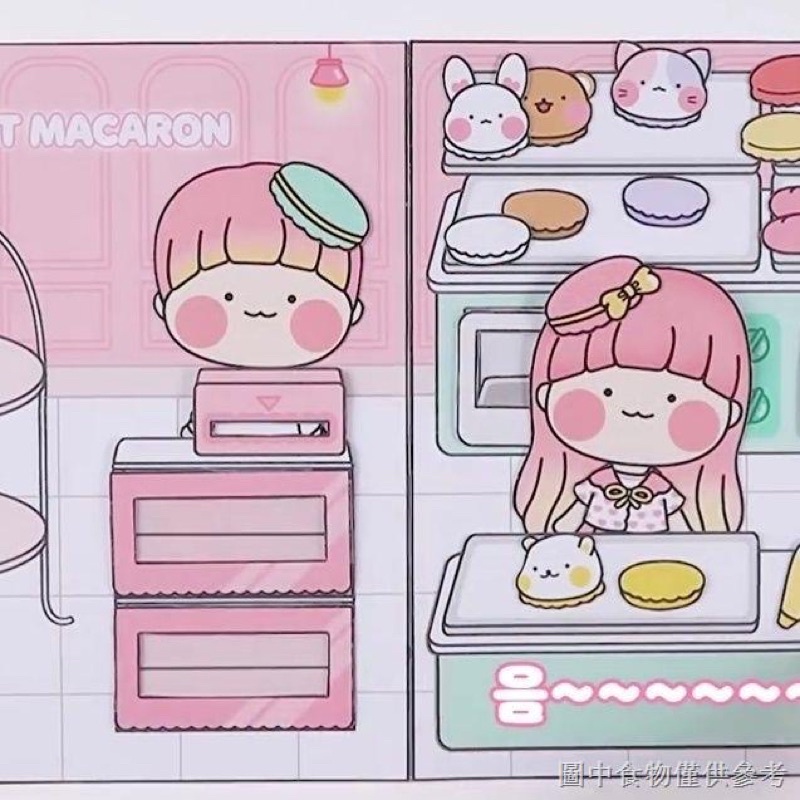 Búp bê giấy cùng làm bánh macaron