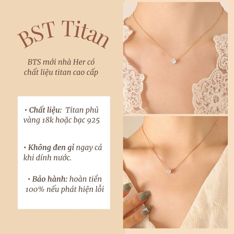 [Hoàn Tiền 20%] Dây chuyền titan basic mặt đá tròn mini mạ vàng 14k [ KHÔNG ĐEN GỈ ] Her Accessories CT9