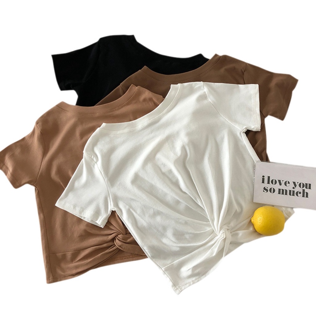 3 colors women twist crop top