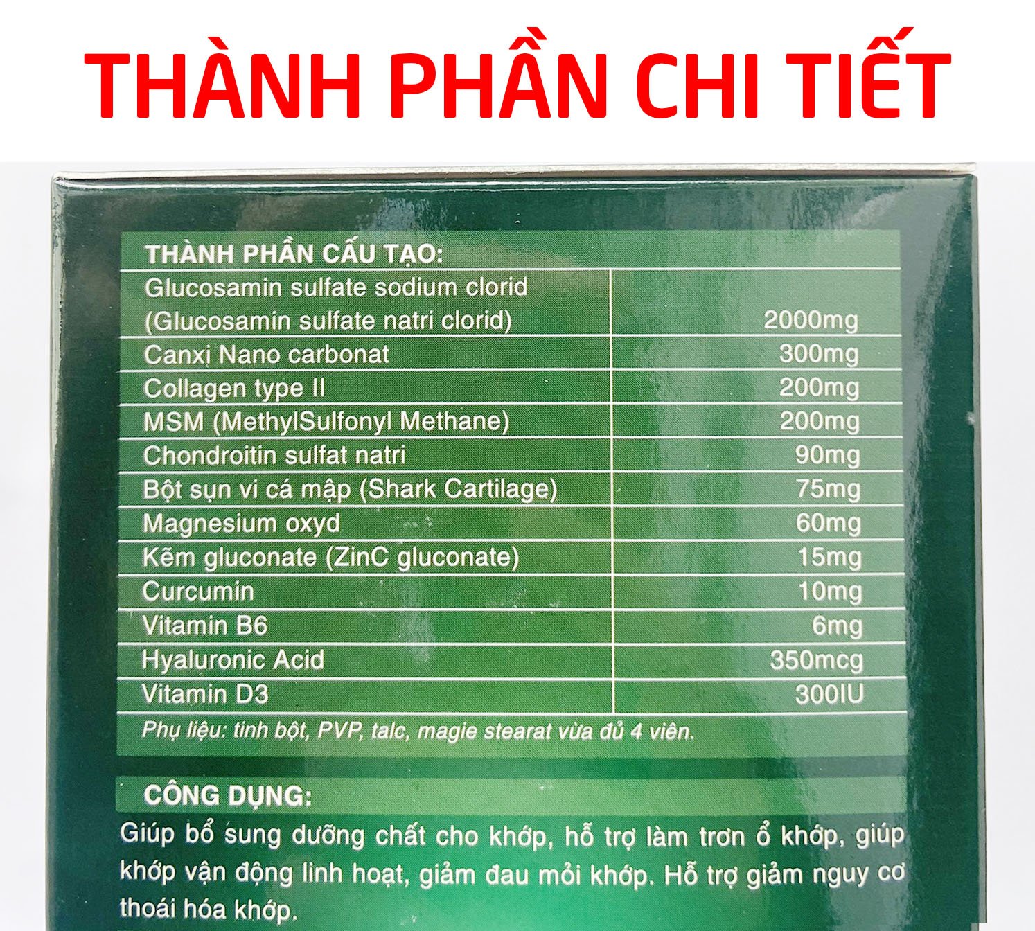 Viên uống bổ xương khớp Glucosamin 2000mg Giảm đau nhức mỏi xương khớp hiệu quả - Hộp 60 viên dùng 1 tháng